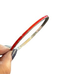 Tiffany & Co Sterling Silver Red Enamel Bangle Bracelet 925 Italy / Pouch & Box